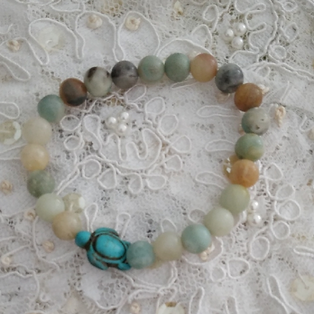 Green and Brown Natural Stone Beaded Bracelet
